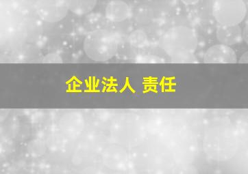 企业法人 责任